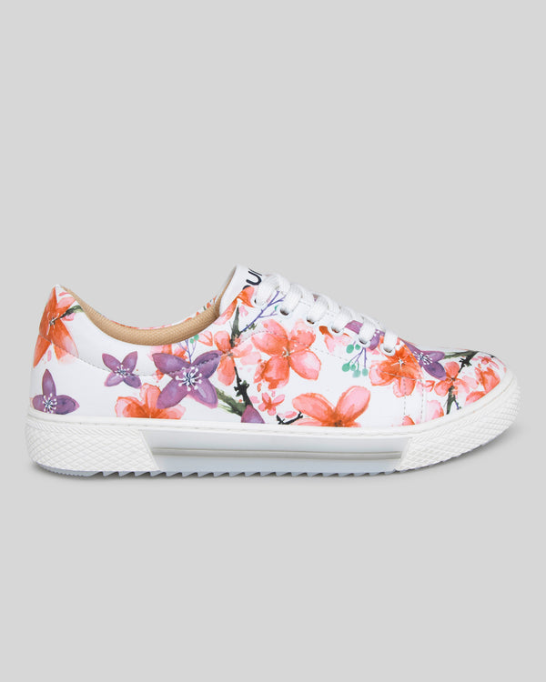 mumka-Calzado-mujer-Zapatillas Flores Rosas y Moradas (Blanco)