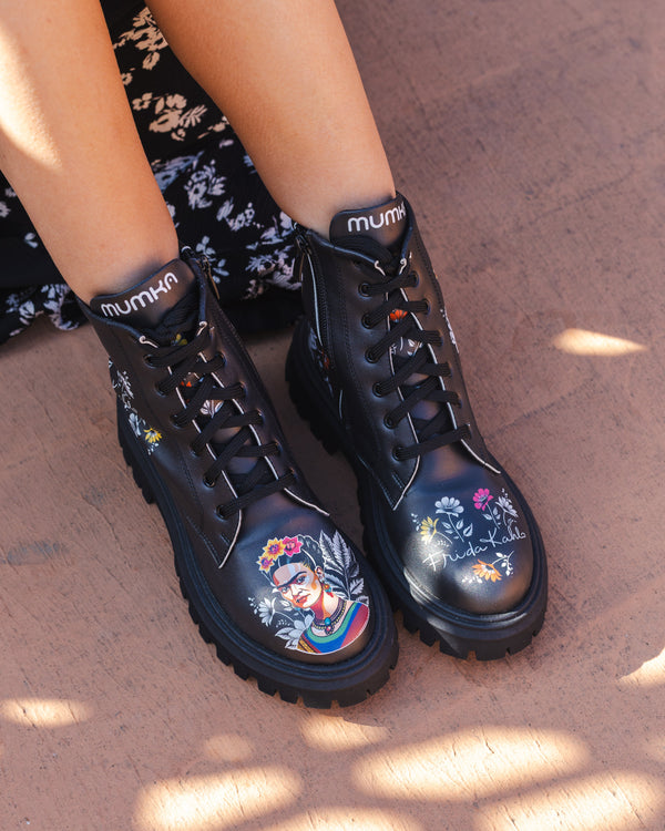 mumka-Calzado-mujer-Botas de Frida Kahlo Black