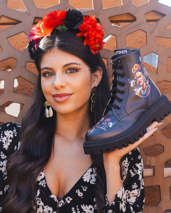 mumka-Calzado-mujer-Botas de Frida Kahlo Black