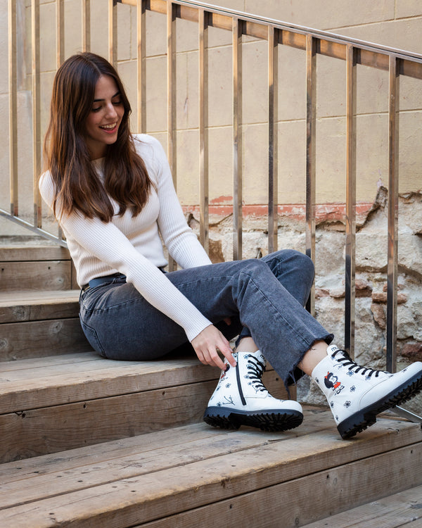 mumka-Calzado-mujer-Botas de Mafalda con flores