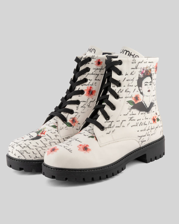 mumka-Calzado-mujer-Botas Frida Kahlo Artista Mexicana