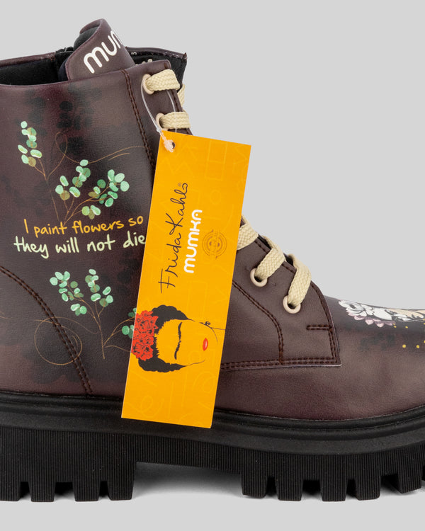 mumka-Calzado-mujer-Botas de Frida Kahlo Granate