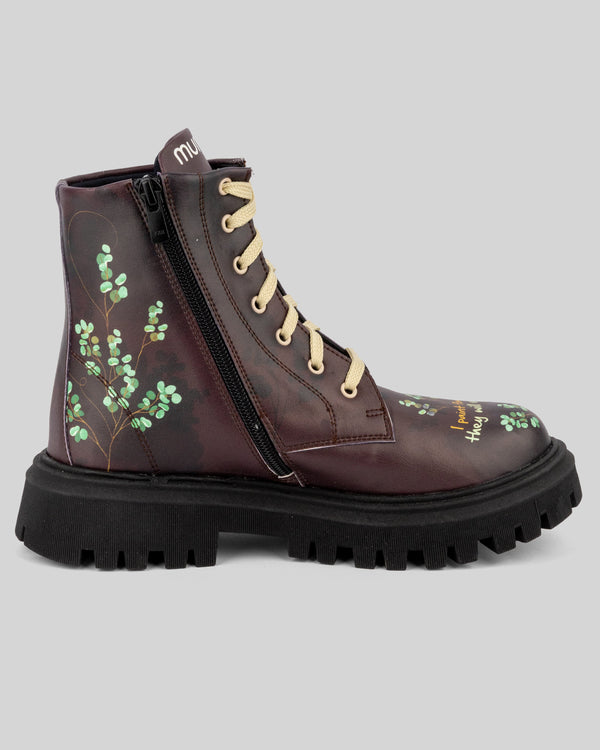 mumka-Calzado-mujer-Botas de Frida Kahlo Granate